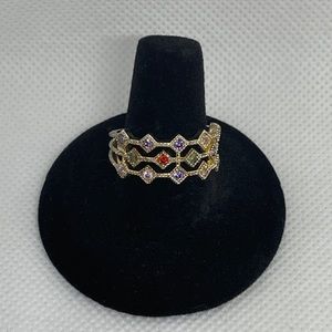 Gold Multi Color Gem Ring, Size 8
